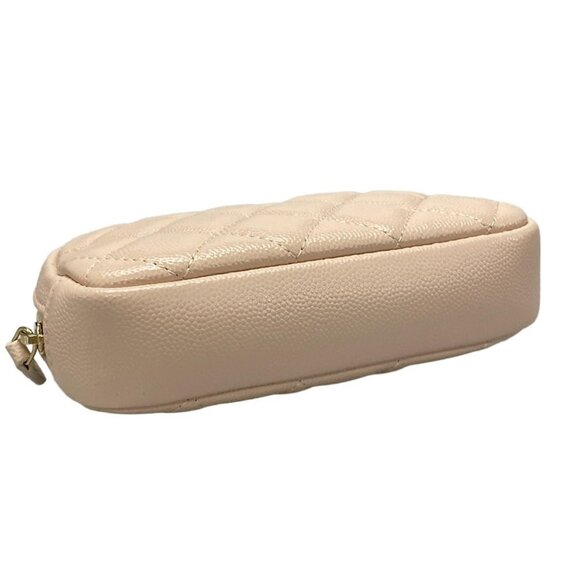 Auth CHANEL Matelasse A80909 Light Pink Grained Shiny Calfskin Pouch - Picture 3 of 6